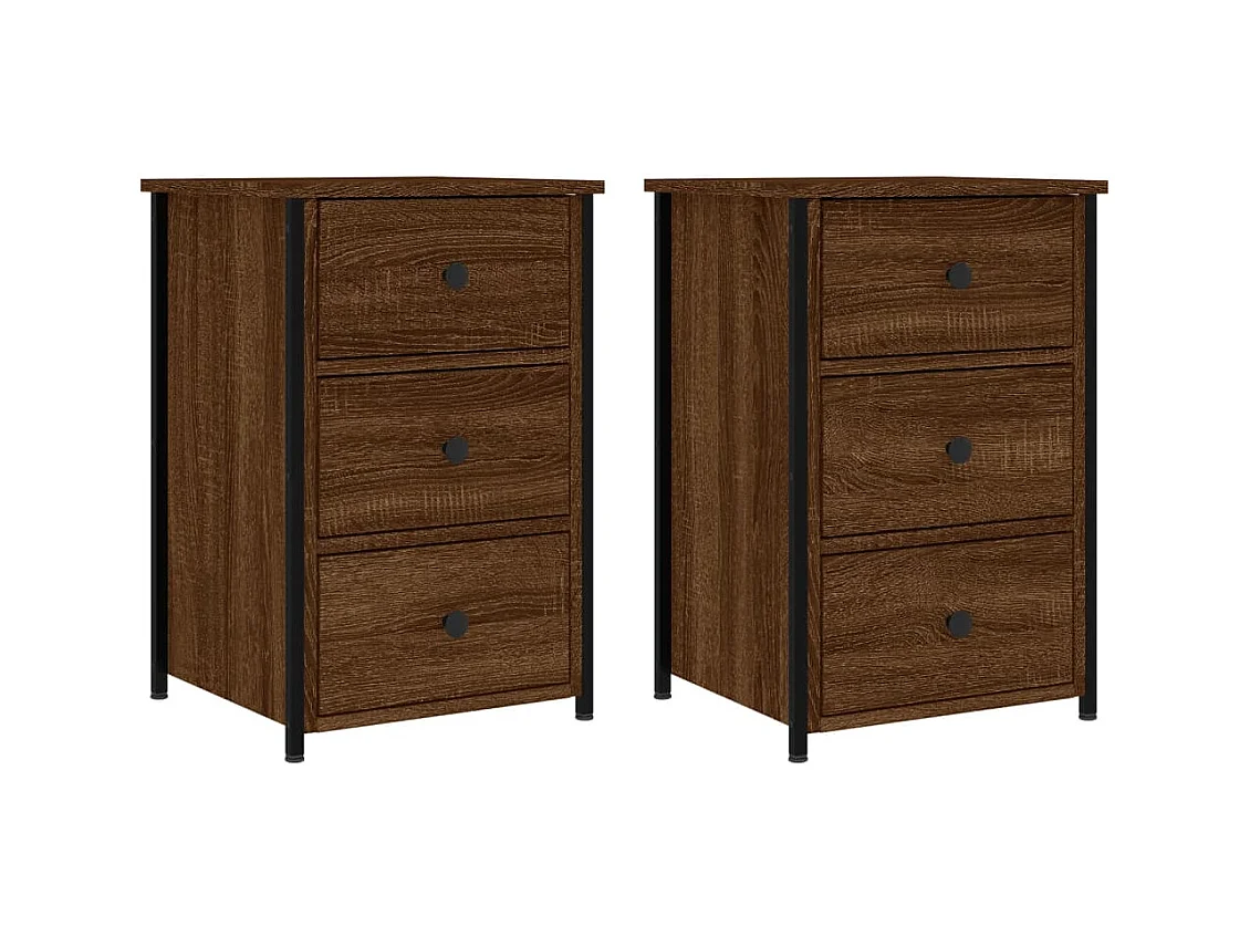 Elorin  Comodini 2 pz Rovere Marrone 40x36x60 cm in Legno Multistrato