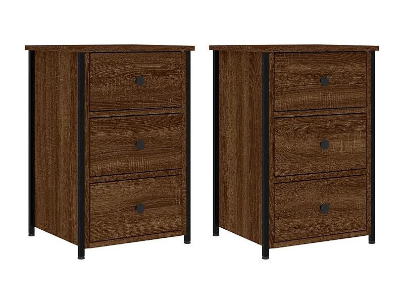 Elorin  Comodini 2 pz Rovere Marrone 40x36x60 cm in Legno Multistrato