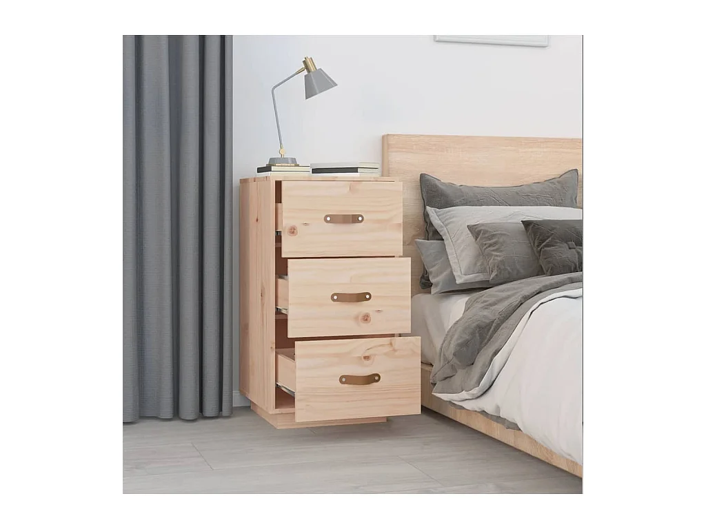 Samson  Comodino 40x40x75 cm in Legno Massello di Pino