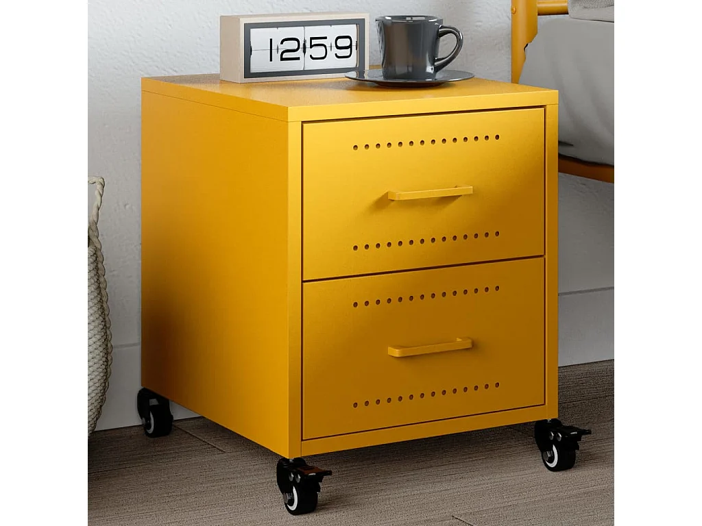 Roanoke  Comodino Giallo Senape 36x39x43,5 cm in Acciaio