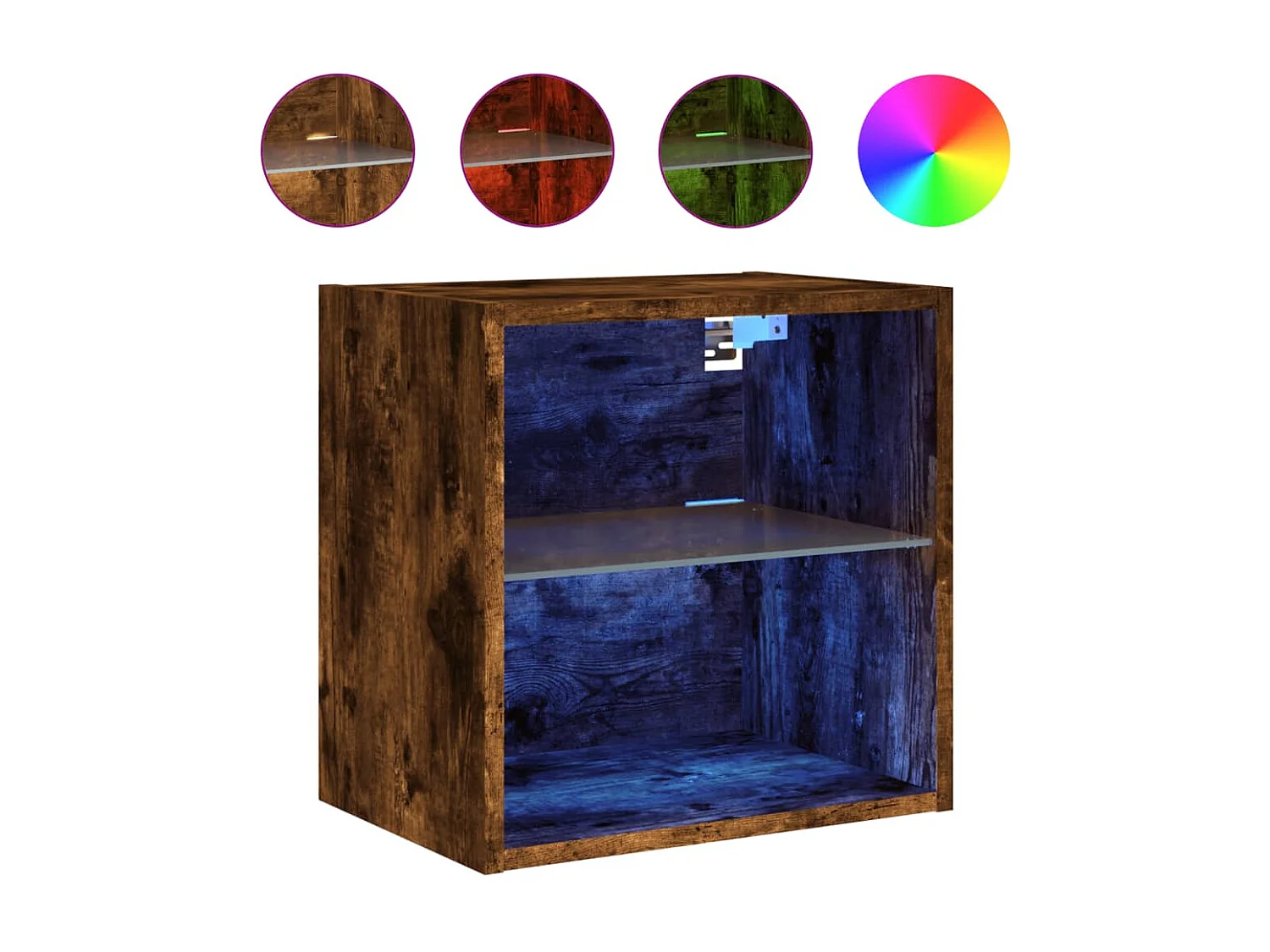 Hans  Comodini con Luci LED a Parete 2pz Rovere Fumo