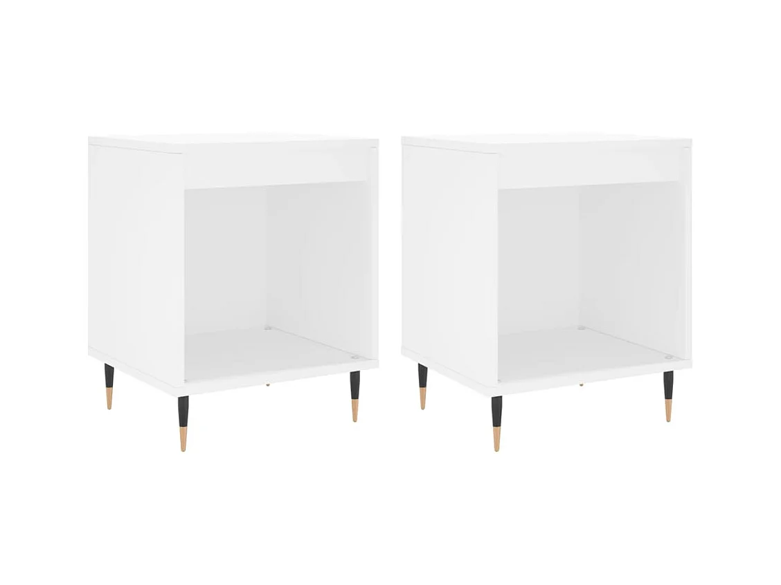 Dustin Mason  Tables de chevet 2 pcs blanc 40x35x50 cm bois d’ingénierie