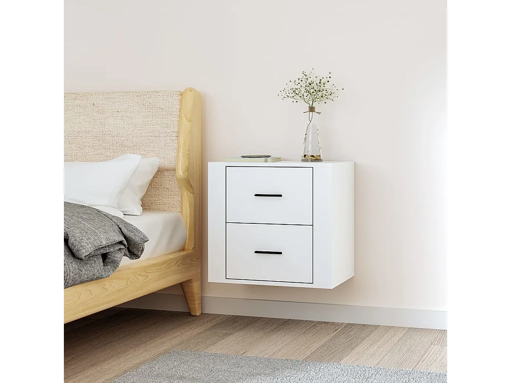 Goshen  Table de chevet murale Blanc 50x36x47 cm