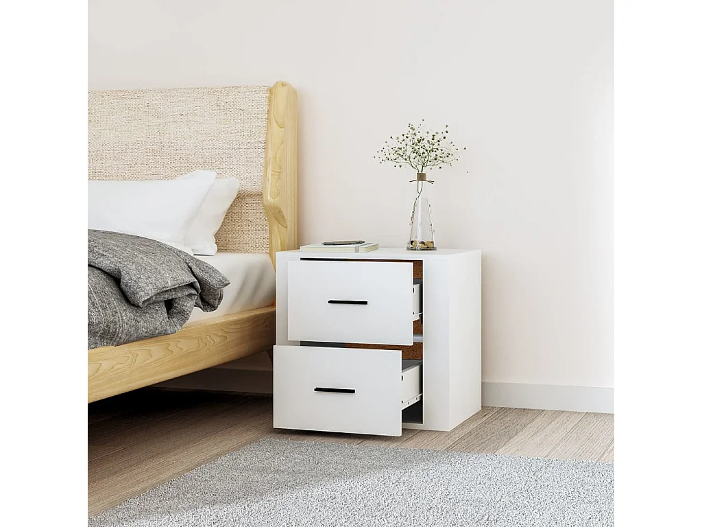 Goshen  Table de chevet murale Blanc 50x36x47 cm