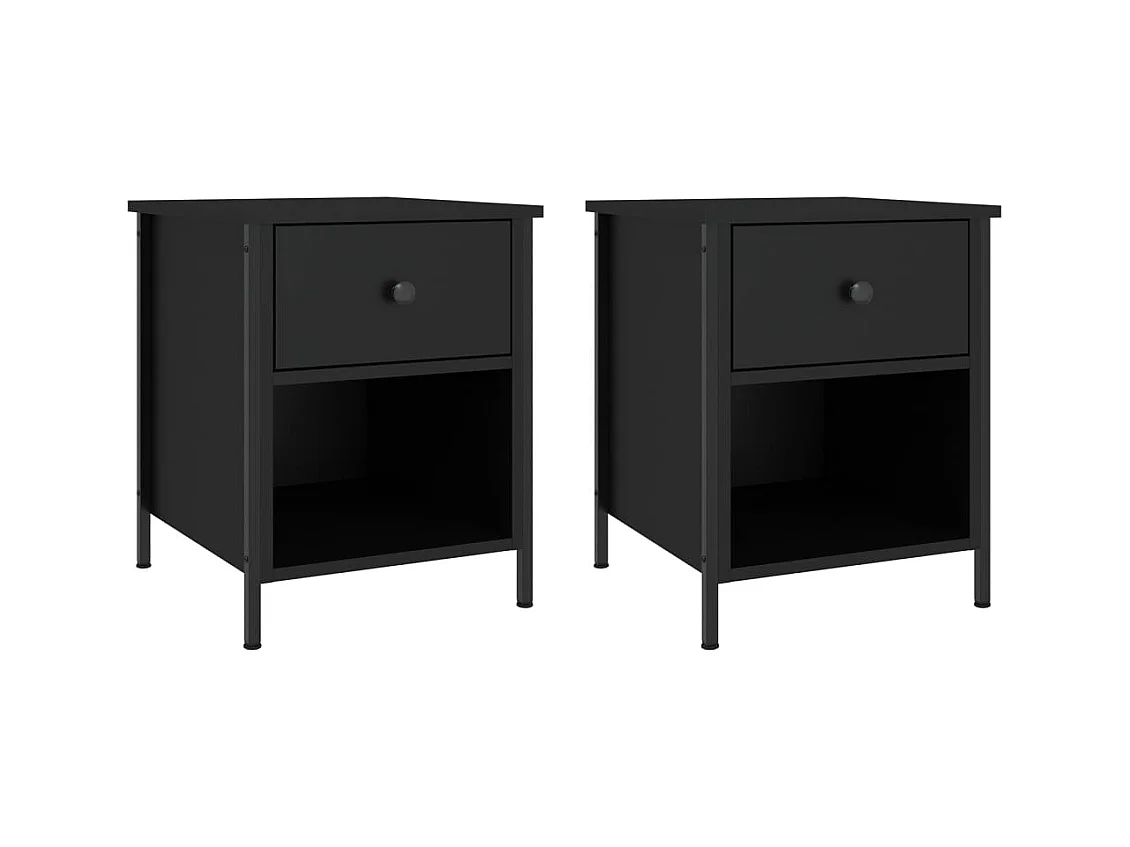 Tobia  Tables de chevet 2 pcs noir 40x42x50 cm bois d’ingénierie