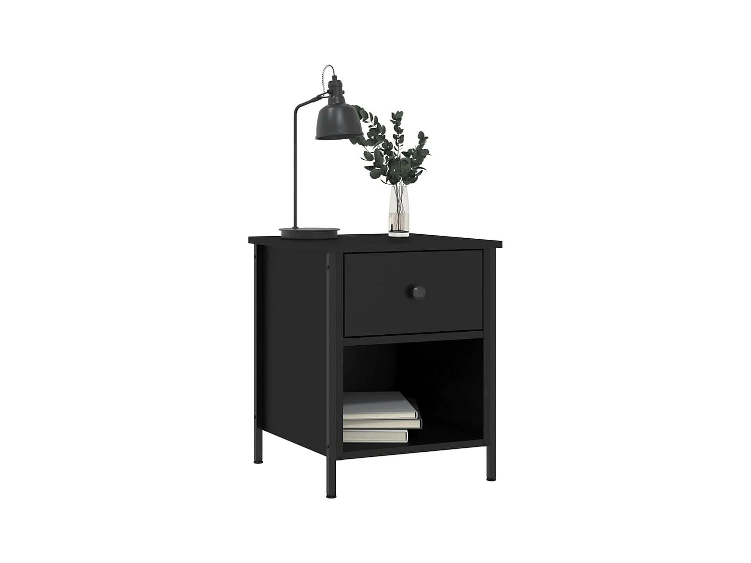 Tobia  Tables de chevet 2 pcs noir 40x42x50 cm bois d’ingénierie