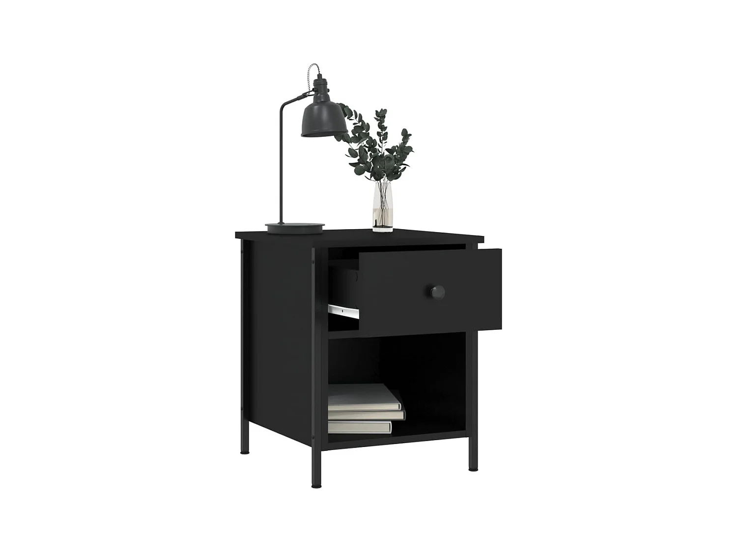 Tobia  Tables de chevet 2 pcs noir 40x42x50 cm bois d’ingénierie