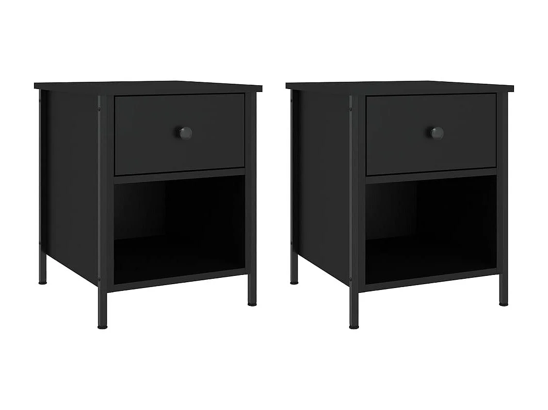 Tobia  Comodini 2 pz Neri 40x42x50 cm in Legno Multistrato