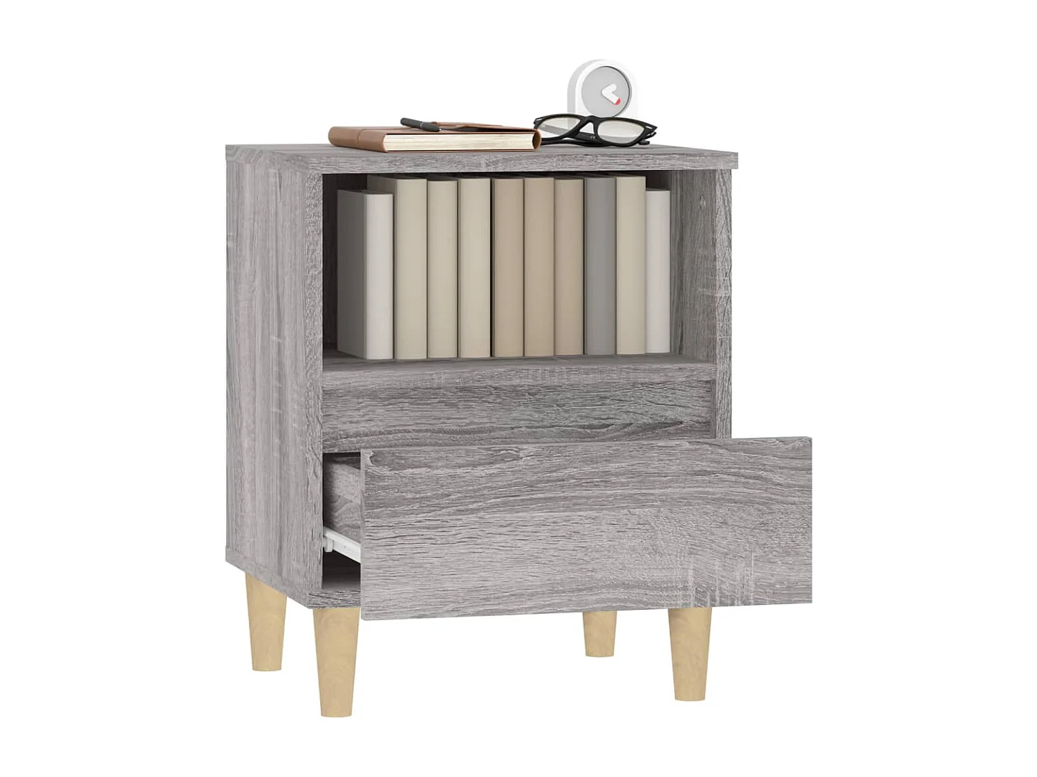 Palazzolo sull'Oglio  Table de chevet Sonoma gris 40x35x50 cm