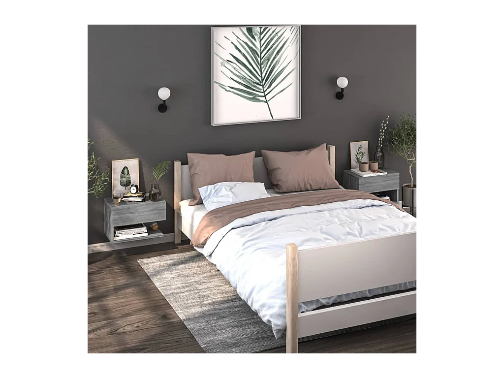 Freke  Tables de chevet murales 2 pcs Sonoma gris