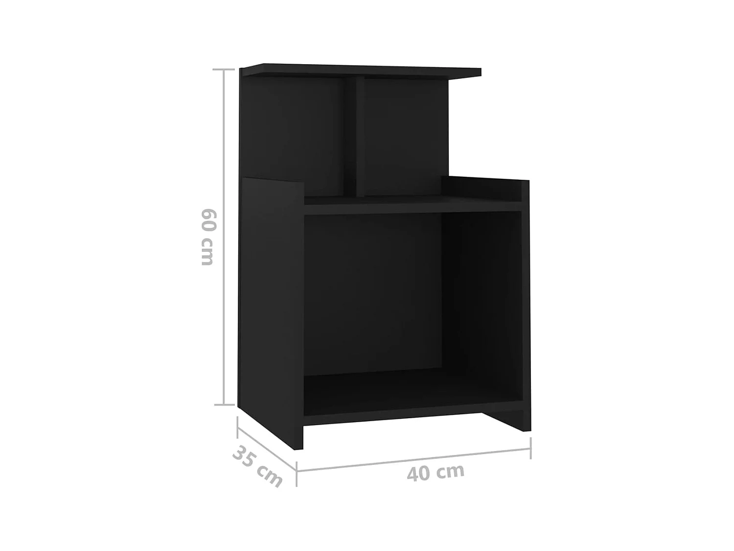 Chad  Table de chevet Noir 40x35x60 cm Aggloméré