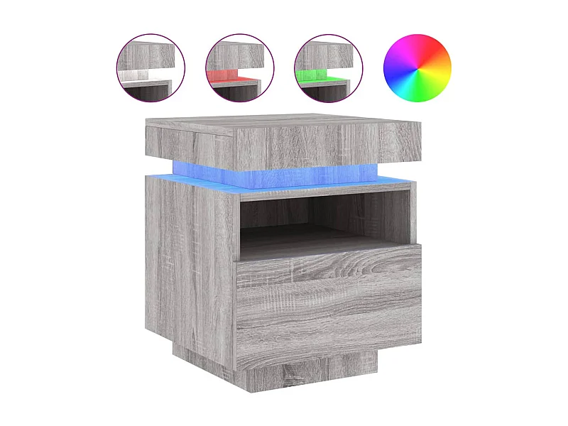 Josane  Nachtkastje met LED-verlichting 40x39x48,5 cm grijs sonoma