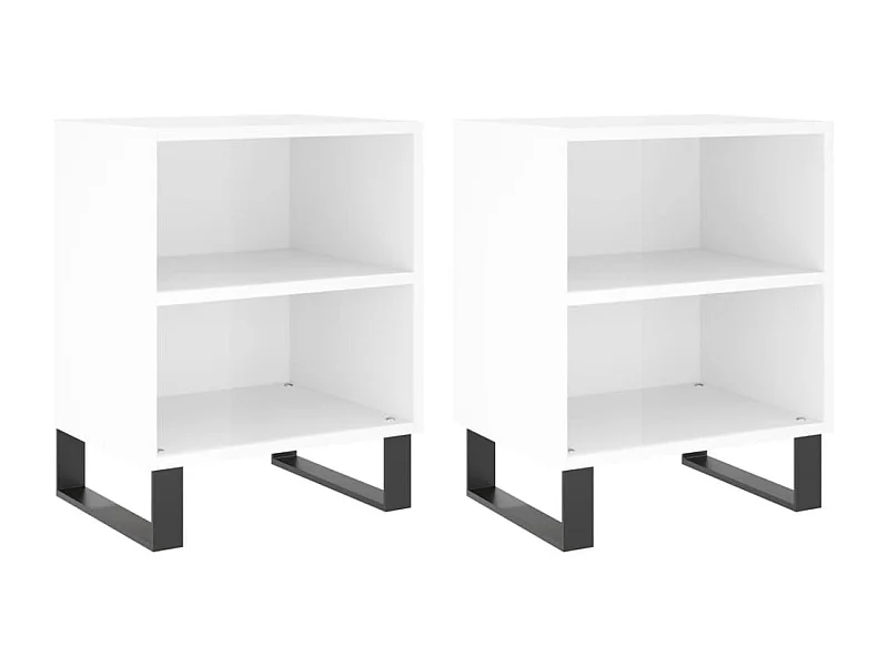 Tuncay  Tables de chevet 2pcs blanc brillant 40x30x50cm bois ingénierie