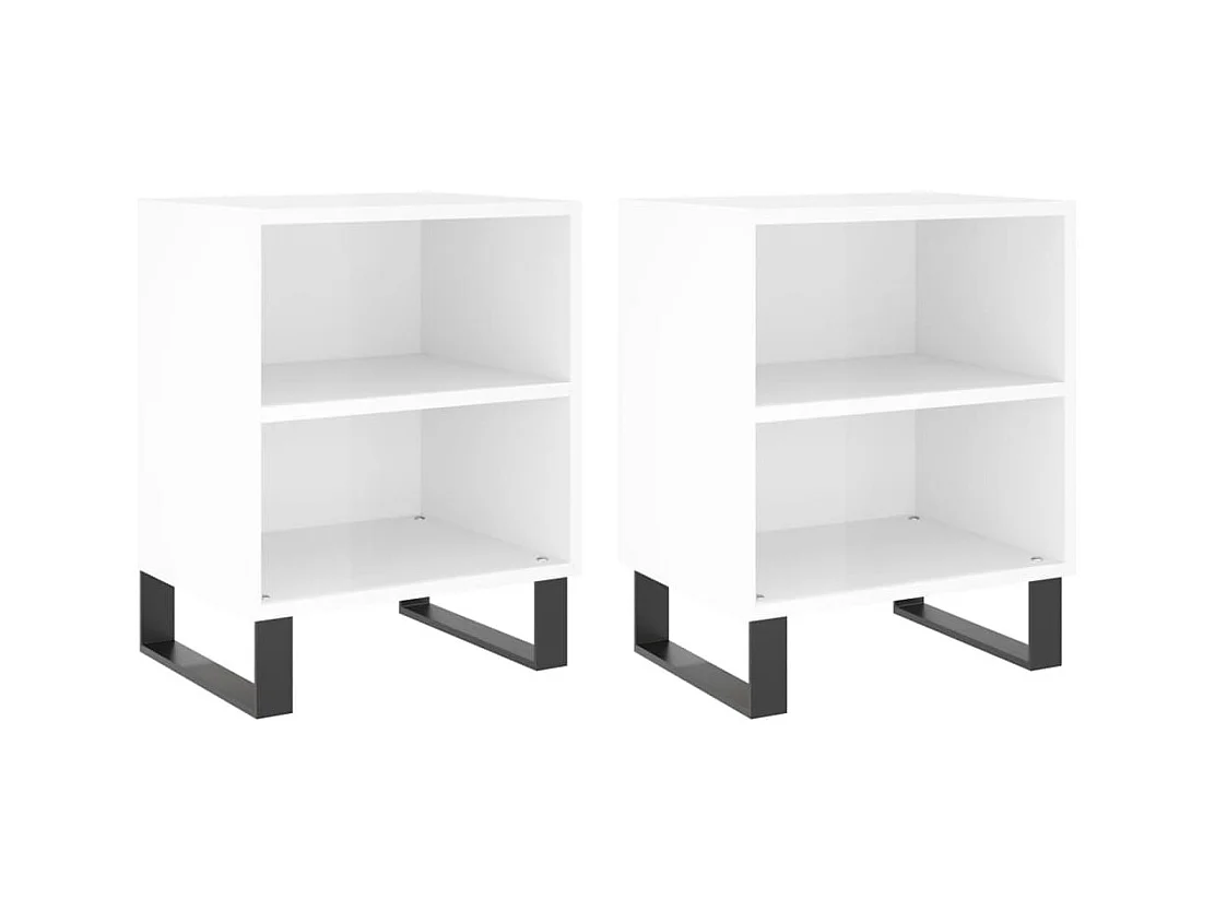 Tuncay  Tables de chevet 2pcs blanc brillant 40x30x50cm bois ingénierie