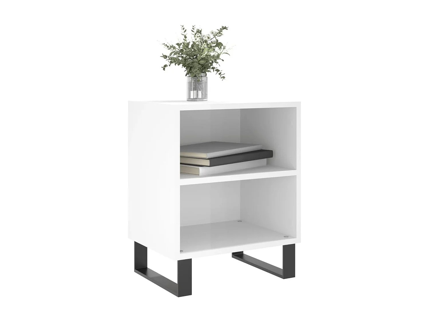 Tuncay  Tables de chevet 2pcs blanc brillant 40x30x50cm bois ingénierie