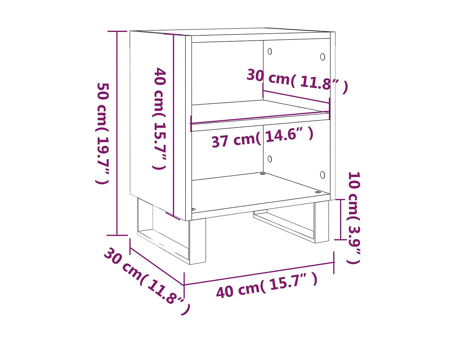 Tuncay  Tables de chevet 2pcs blanc brillant 40x30x50cm bois ingénierie