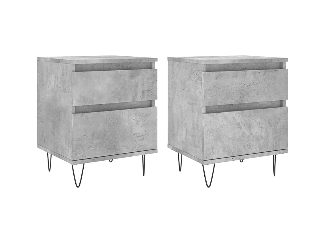 Ineke  Tables de chevet 2 pcs gris béton 40x35x50 cm bois d’ingénierie