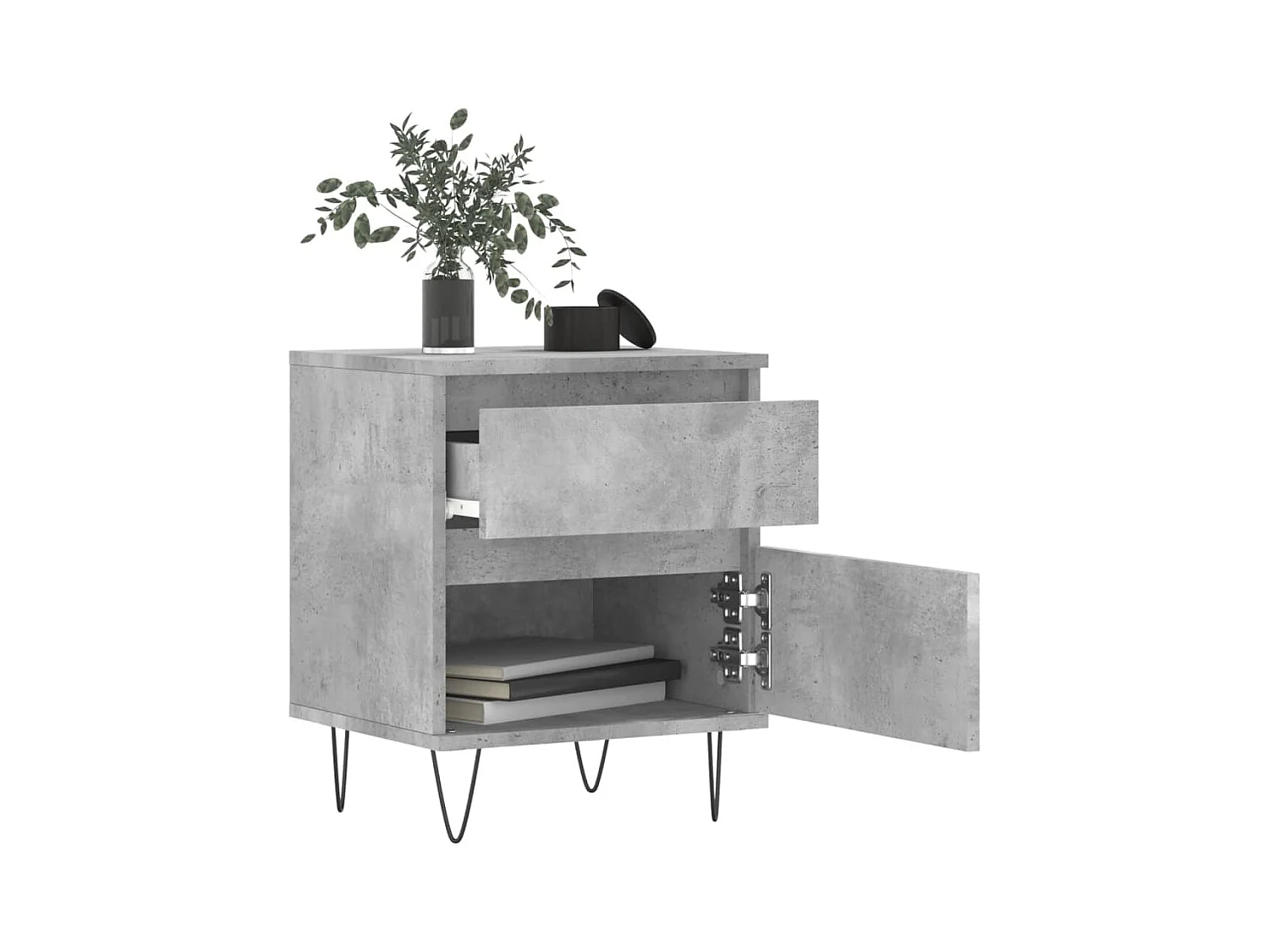 Ineke  Tables de chevet 2 pcs gris béton 40x35x50 cm bois d’ingénierie