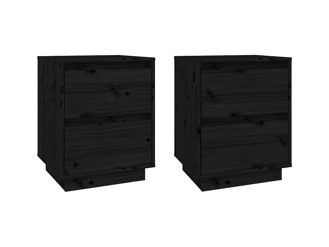 Maverick  Tables de chevet 2 pcs Noir 40x35x50 cm Bois de pin solide