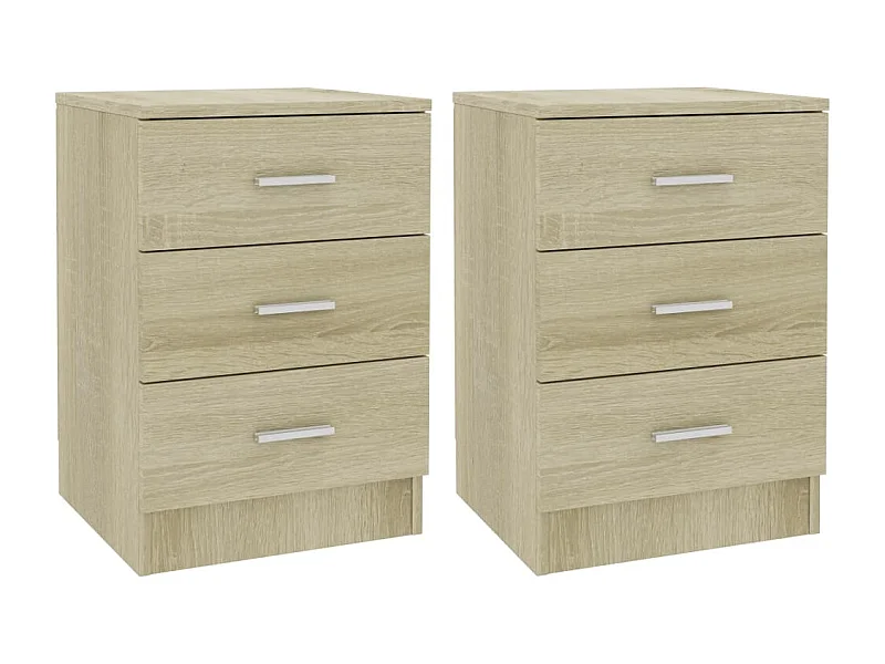 Drumraney  Nachtkastjes 2 st 38x35x56 cm bewerkt hout sonoma eikenkleurig