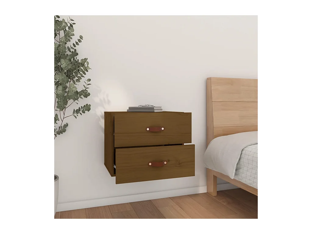 Elmont  Table de chevet murale Marron miel 50x36x40 cm