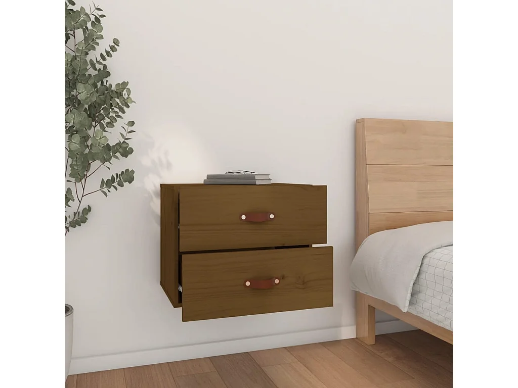 Elmont  Table de chevet murale Marron miel 50x36x40 cm