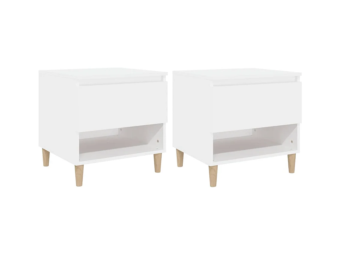 Galorn  Comodini 2 pz Bianc 50x46x50 cm in Legno Multistrato