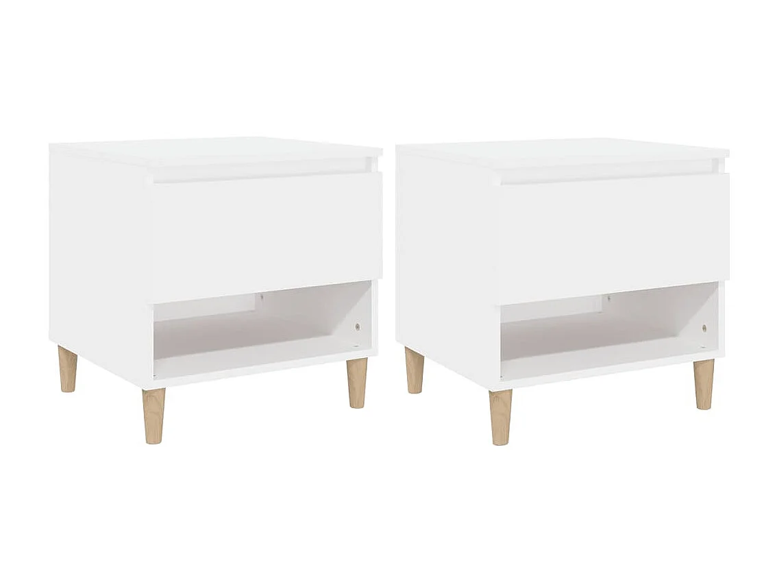 Galorn  Tables de chevet 2 pcs Blanc 50x46x50 cm Bois d’ingénierie