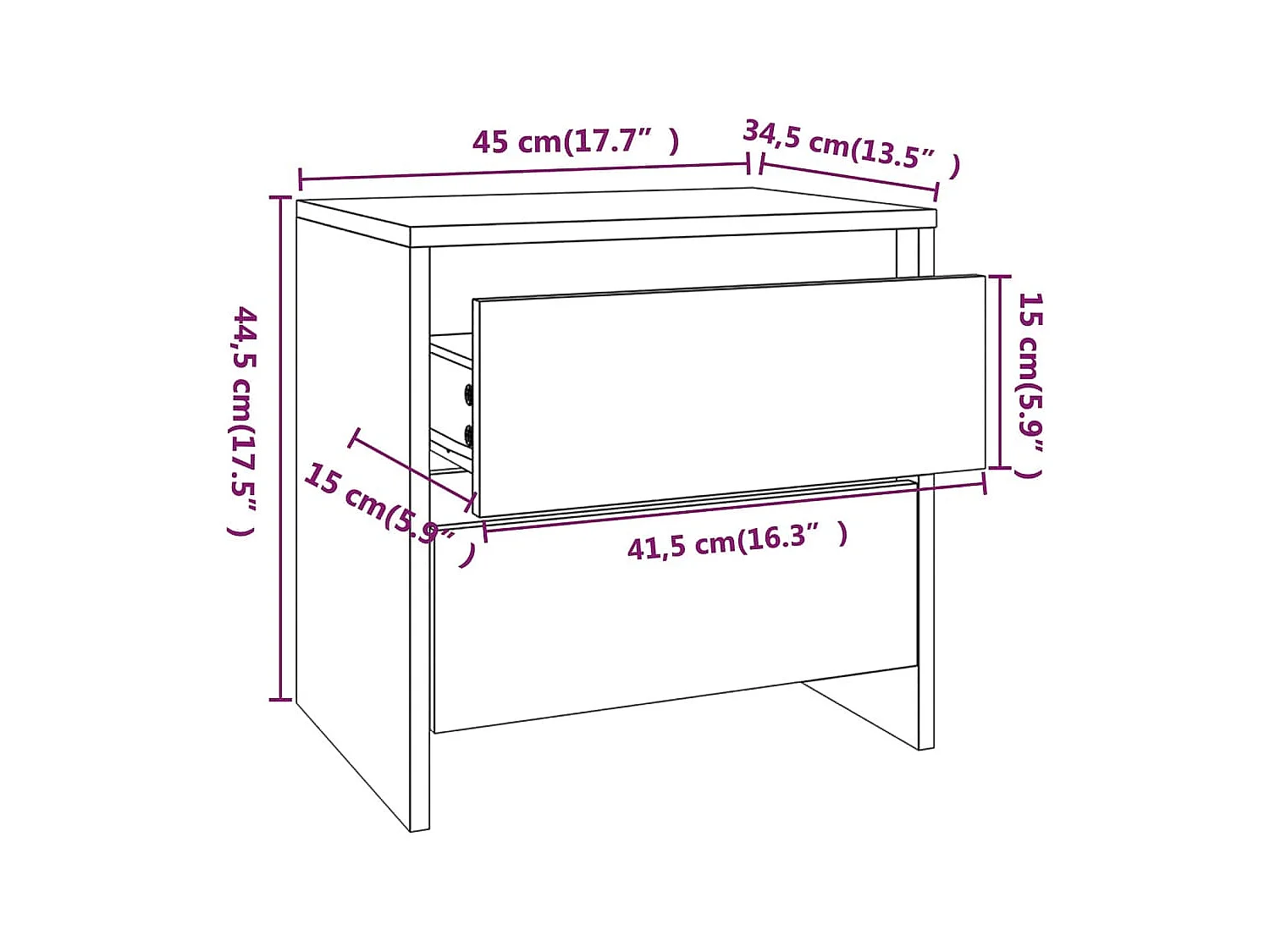 Robert  Tables de chevet 2pcs chêne fumé 45x34,5x44,5cm bois ingénierie