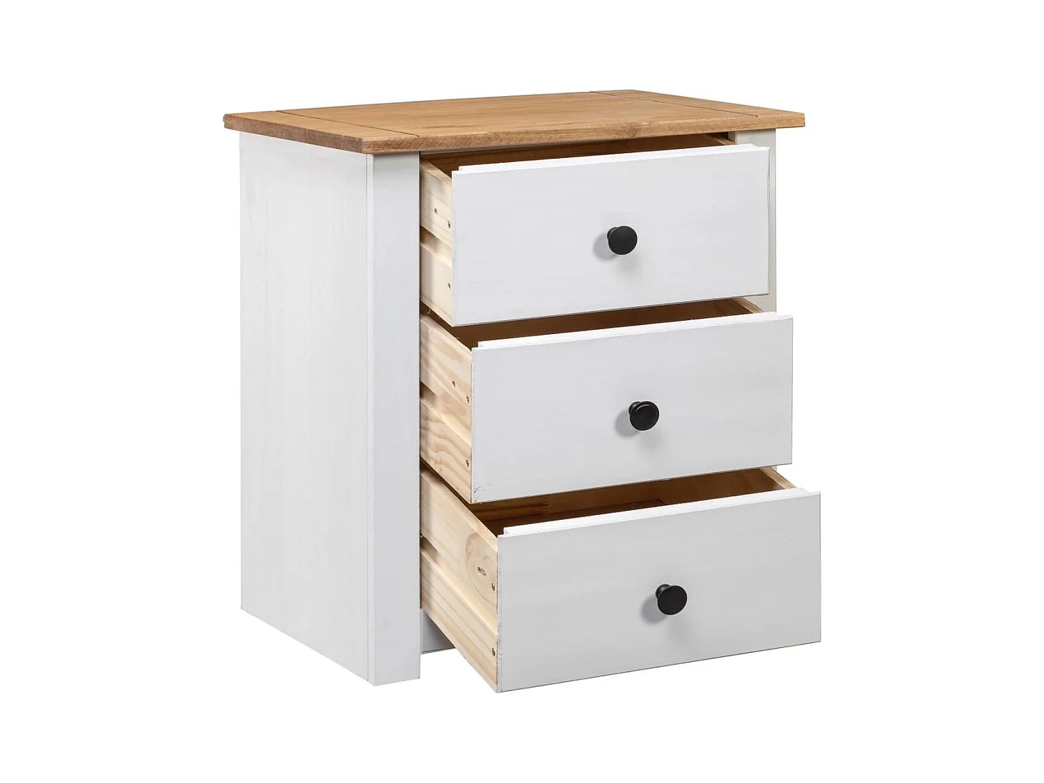 Mourad  Table de chevet Blanc 46x40x57 cm Pin Gamme Panama