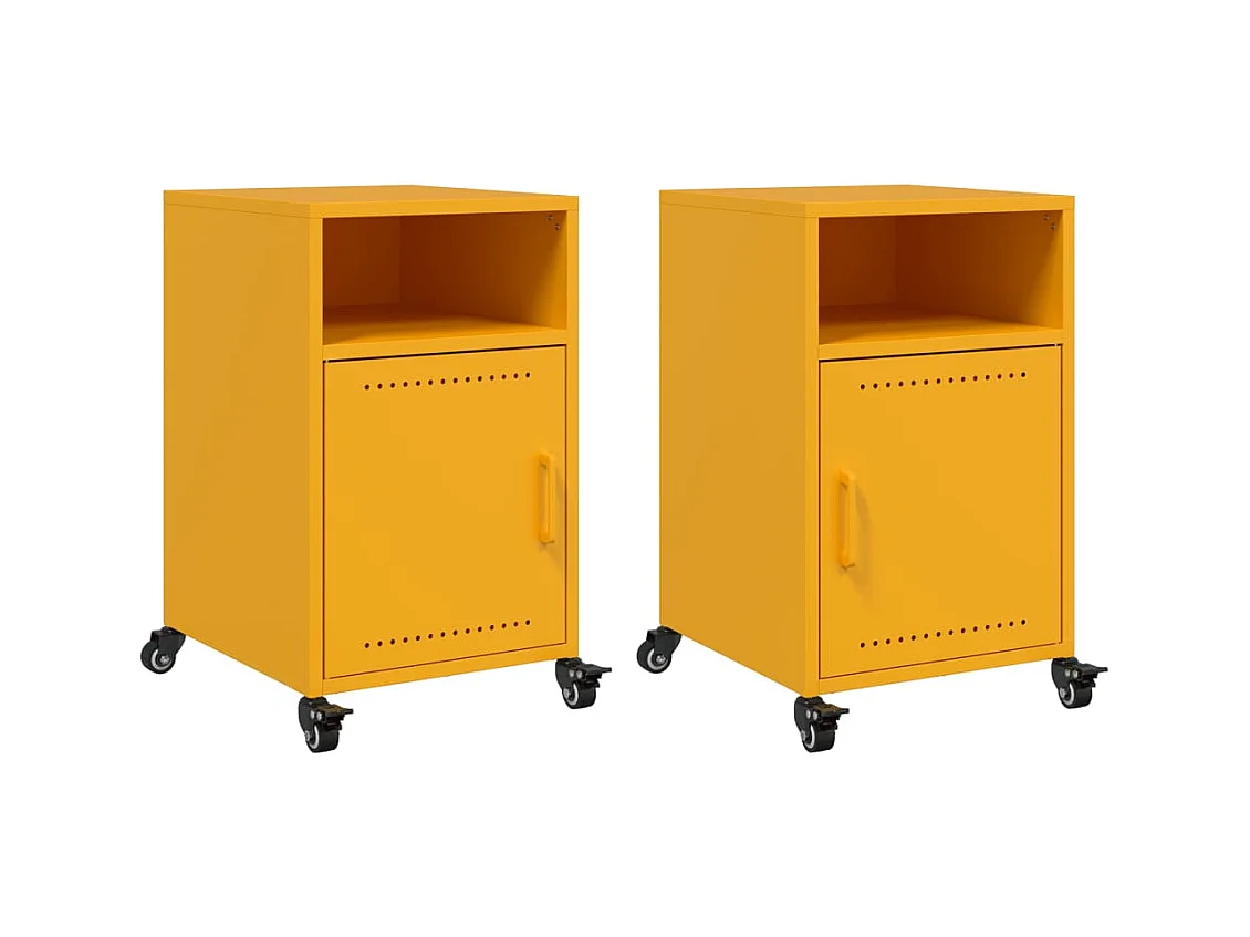Jana  Tables de chevet 2 pcs jaune moutarde 36x39x59 cm acier