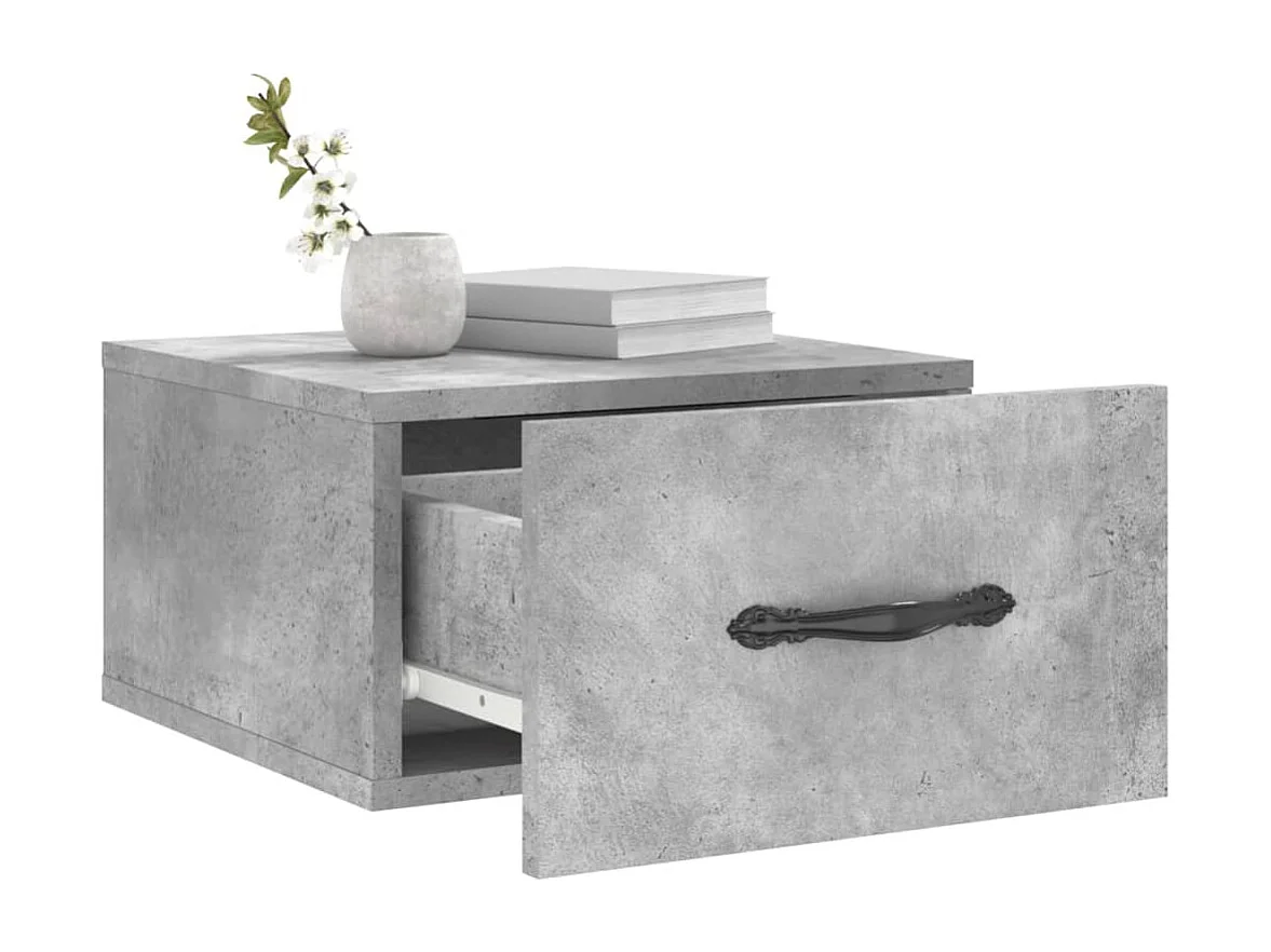 Carbon Hill  Table de chevet murale gris béton 35x35x20 cm