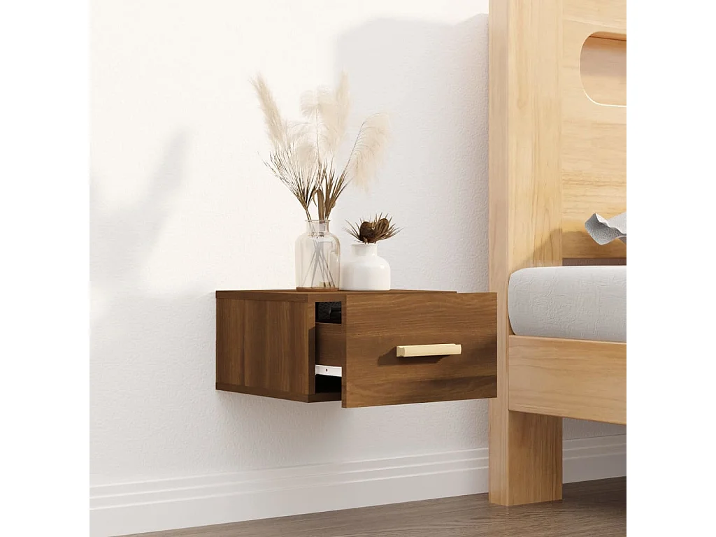 Cody  Table de chevet murale chêne marron 35x35x20 cm