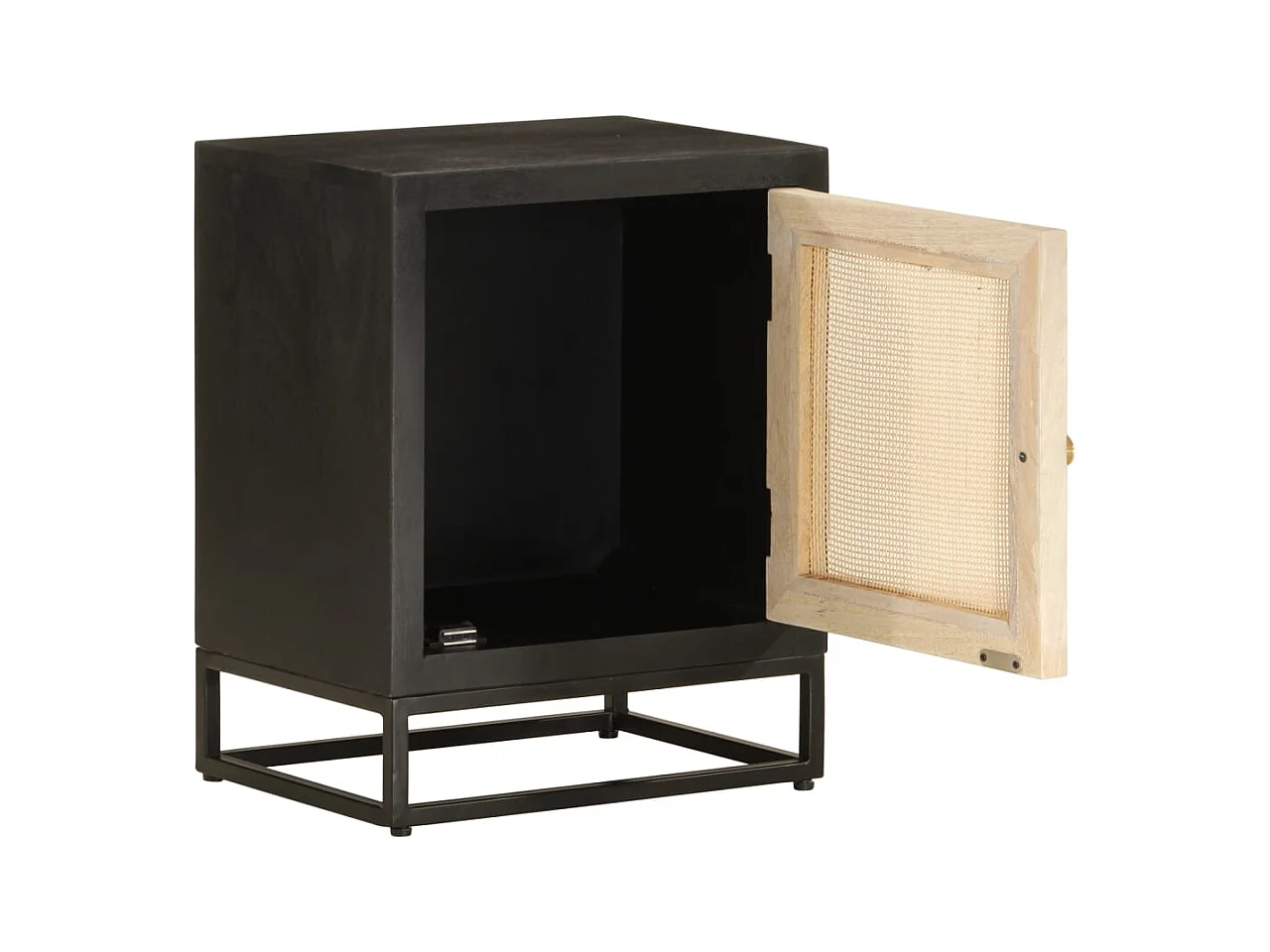 Garden Furniture -  Table de chevet noir 40x30x50 cm bois massif manguier et fer