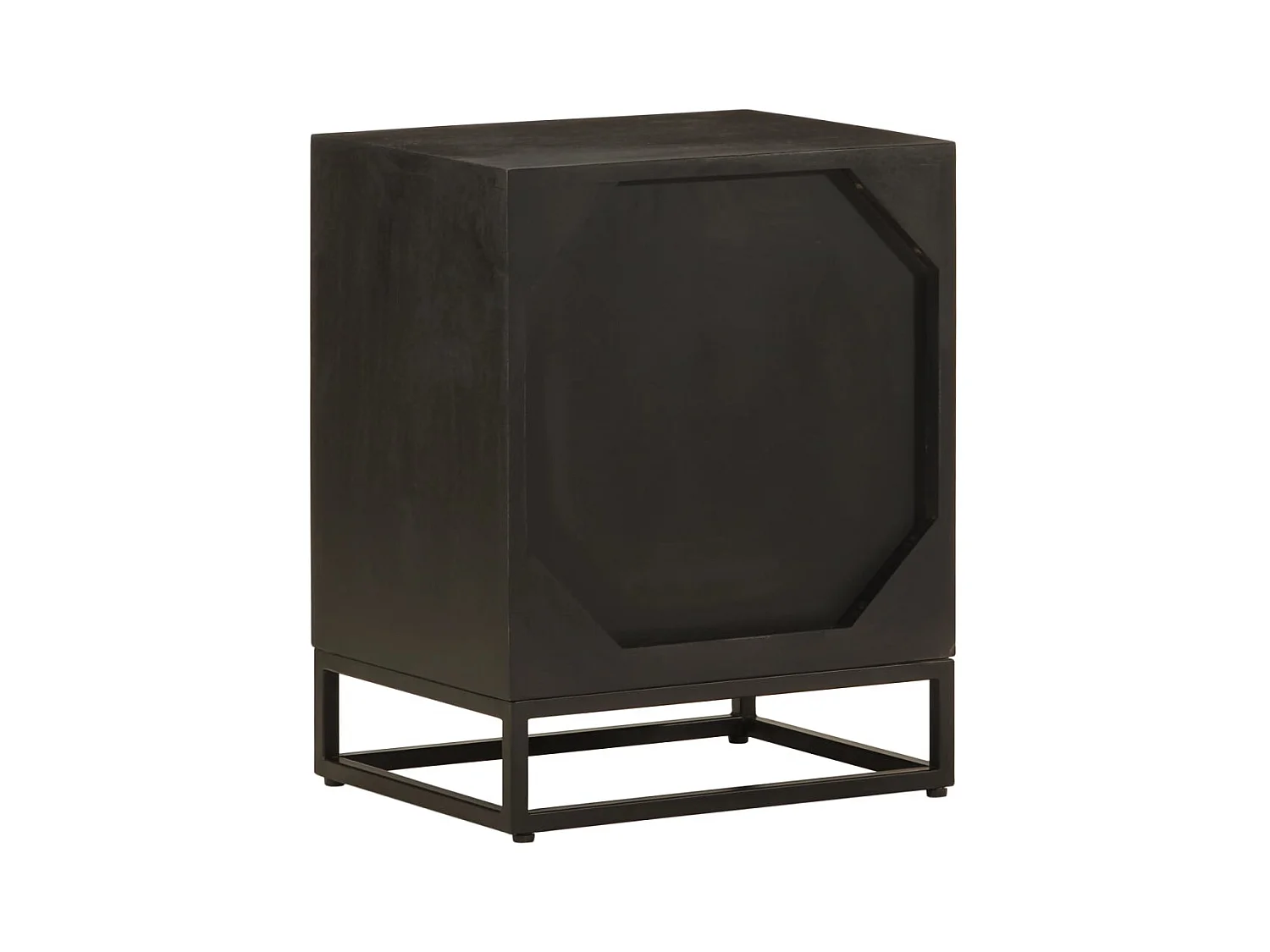 Garden Furniture -  Table de chevet noir 40x30x50 cm bois massif manguier et fer