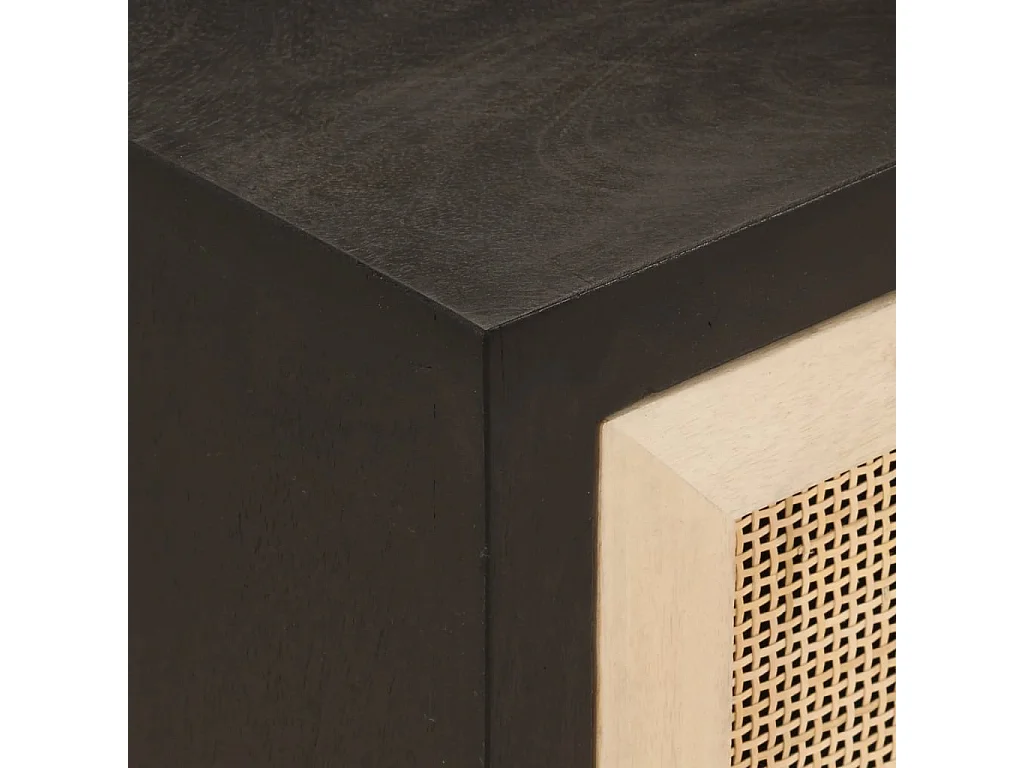 Garden Furniture -  Table de chevet noir 40x30x50 cm bois massif manguier et fer