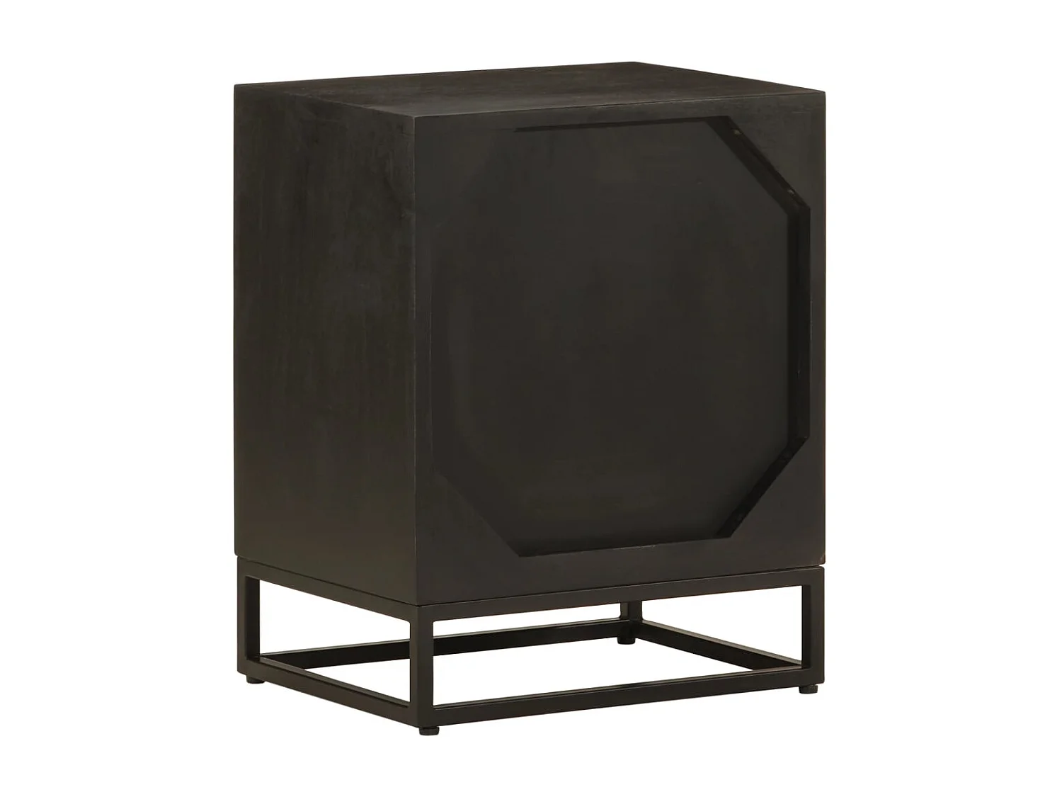 Garden Furniture -  Table de chevet noir 40x30x50 cm bois massif manguier et fer