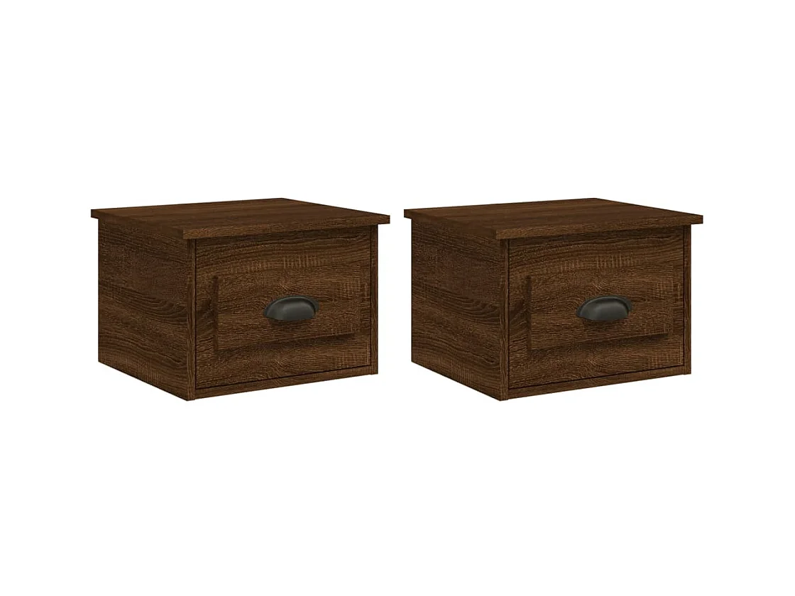 Boven-Leeuwen  Tables de chevet murales 2 pcs Chêne marron 41,5x36x28 cm