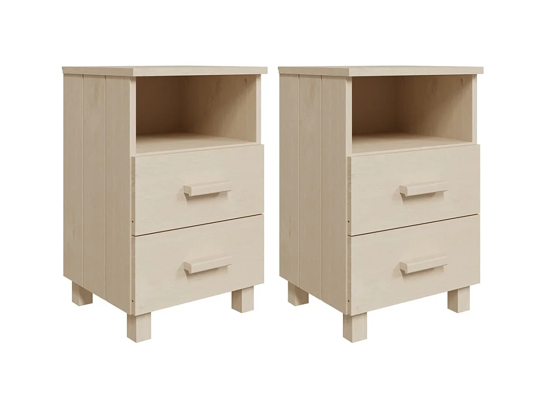 Calvino  Tables de chevet HAMAR 2 pcs Marron miel 40x35x62cm Bois massif