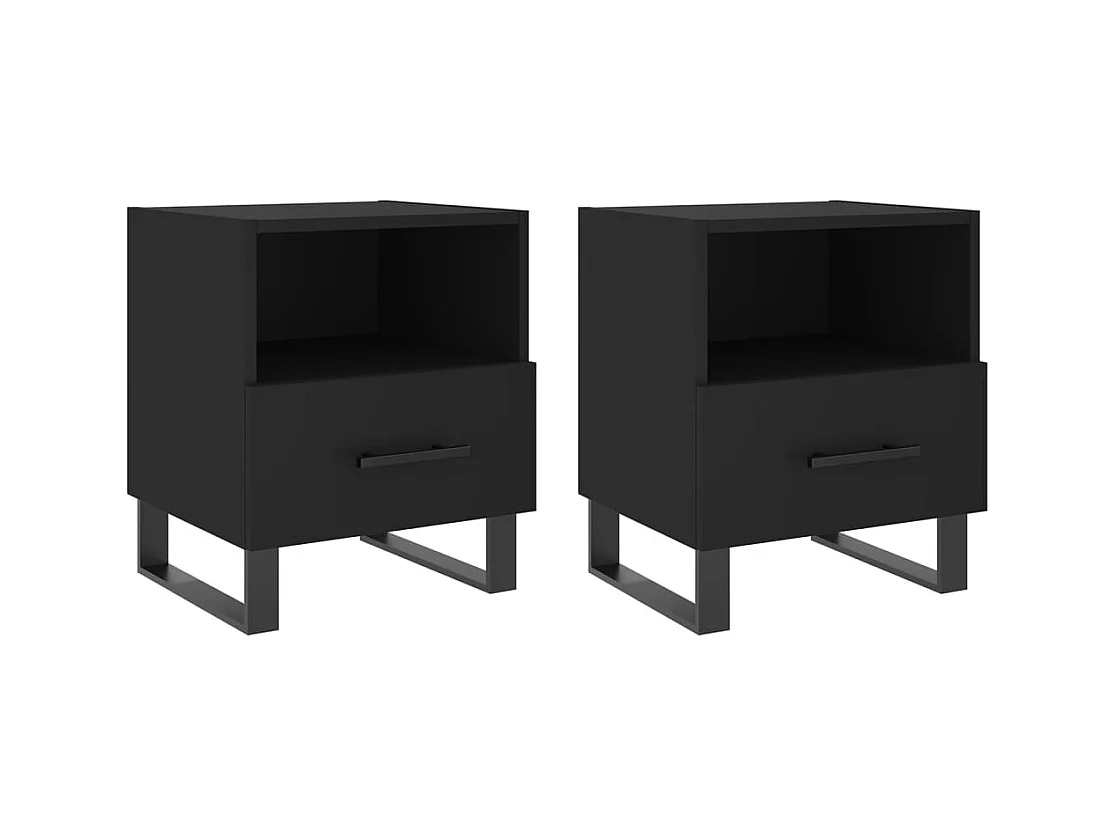 Bruni  Tables de chevet 2 pcs noir 40x35x47,5 cm bois d’ingénierie