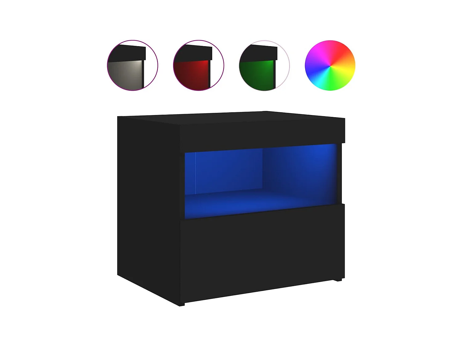 Bishop  Table de chevet avec lumières LED noir 50x40x45 cm