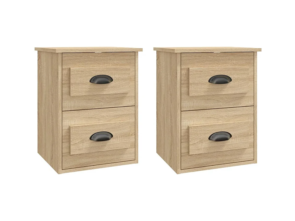 Inez  Tables de chevet murales 2 pcs chêne sonoma 41,5x36x53 cm