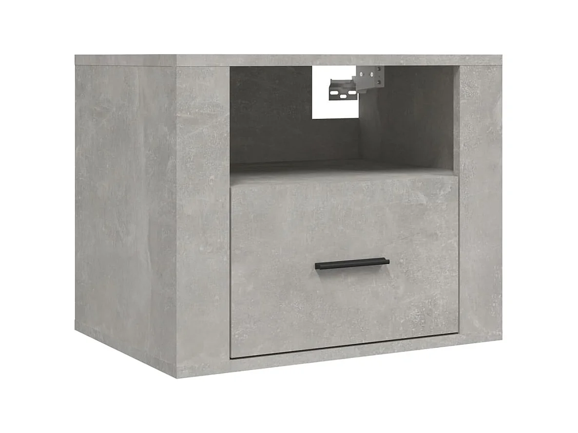 Pyren  Table de chevet murale Gris béton 50x36x40 cm