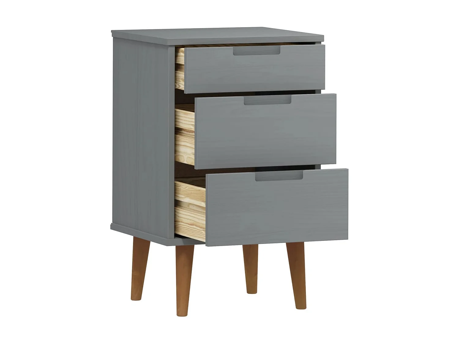 Marie-Aline  Comodino MOLDE Grigio 40x35x65 cm in Legno Massello di Pino