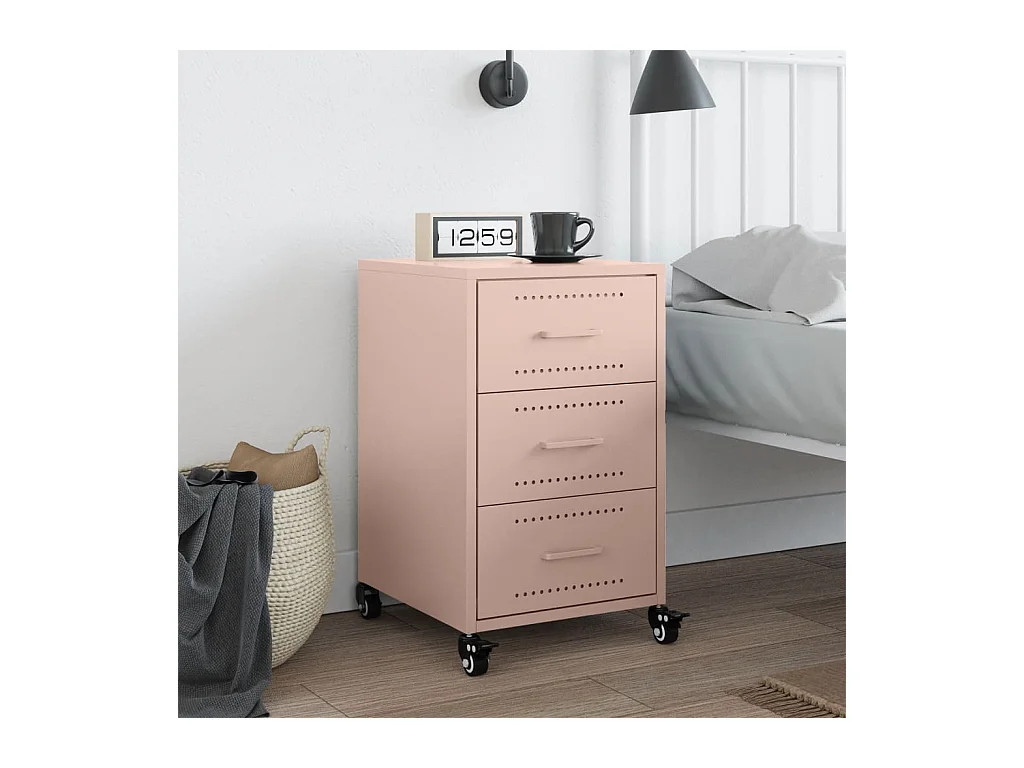 Elandir  Table de chevet rose 36x39x59 cm acier