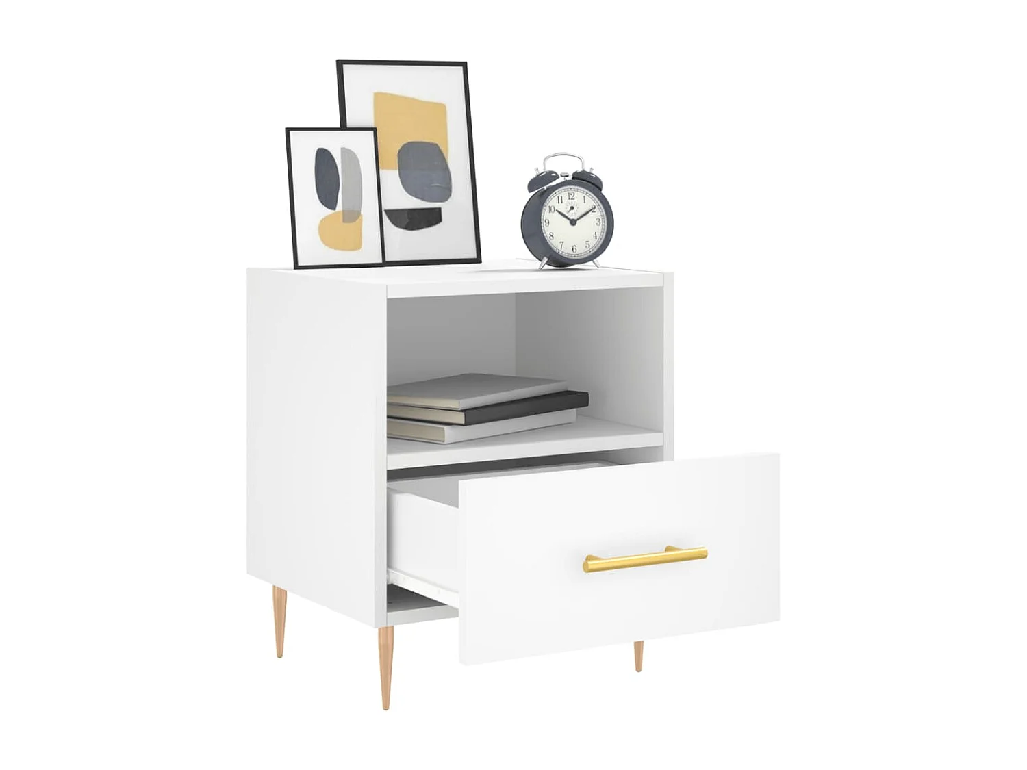 Marindor  Table de chevet blanc 40x35x47,5 cm bois d’ingénierie