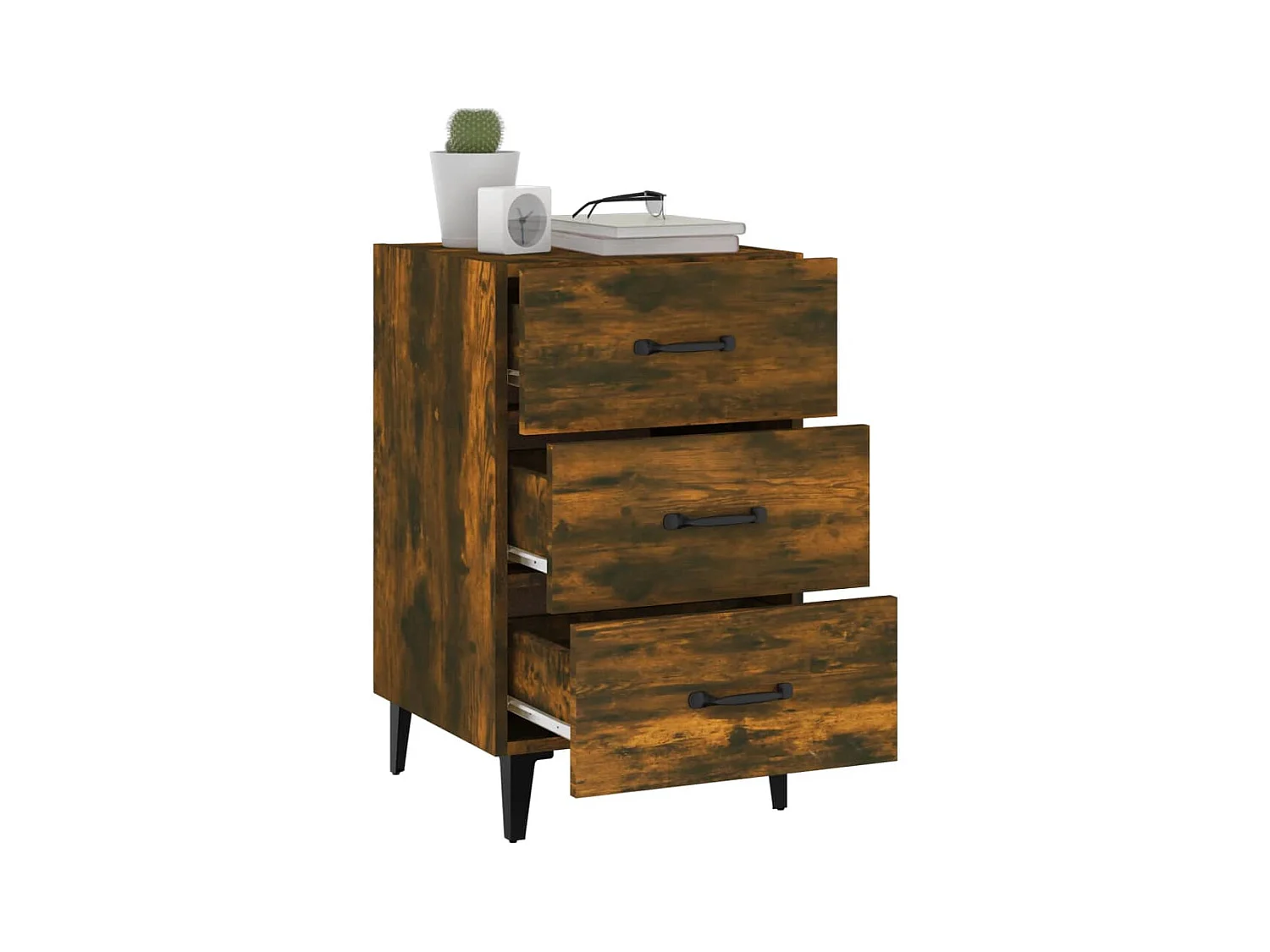 Åsgeir  Table de chevet chêne fumé 40x40x66 cm bois d'ingénierie