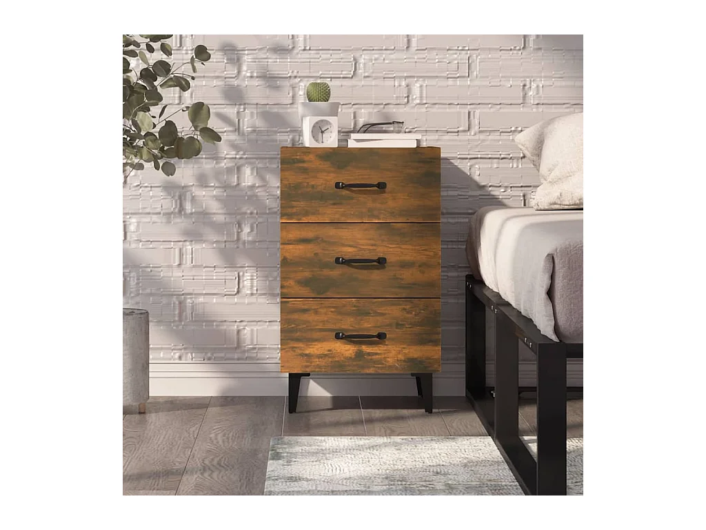 Åsgeir  Table de chevet chêne fumé 40x40x66 cm bois d'ingénierie