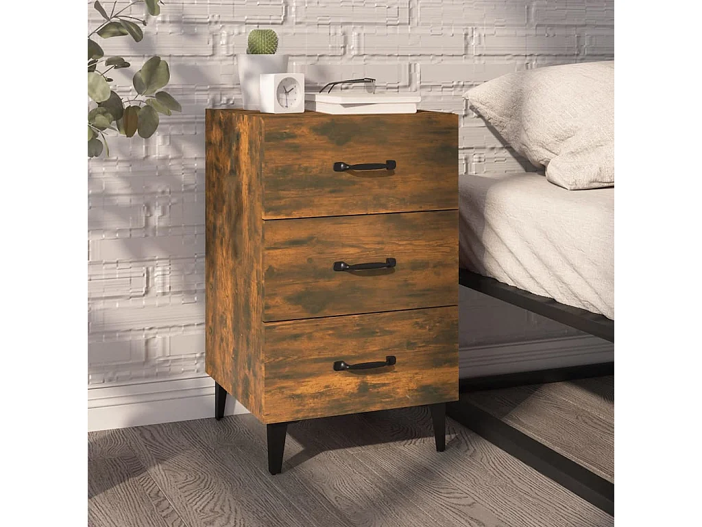 Åsgeir  Table de chevet chêne fumé 40x40x66 cm bois d'ingénierie