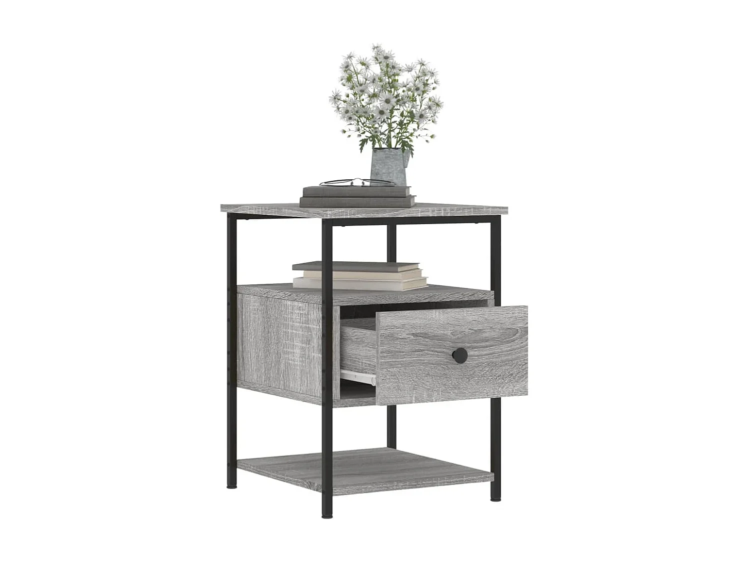 Lysli  Table de chevet sonoma gris 40x42x56 cm bois d'ingénierie